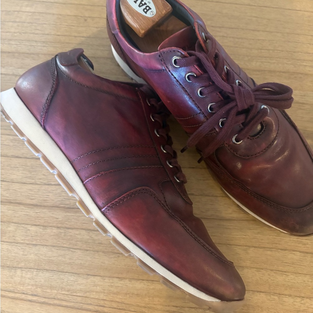 Jump New York Men's Deep Red Leather Sneakers